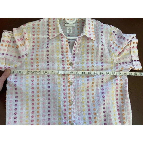 Alfred Dunner Clip Dot Short Sleeve Button Down Shirt Women's Size Small - Picture 9 of 10